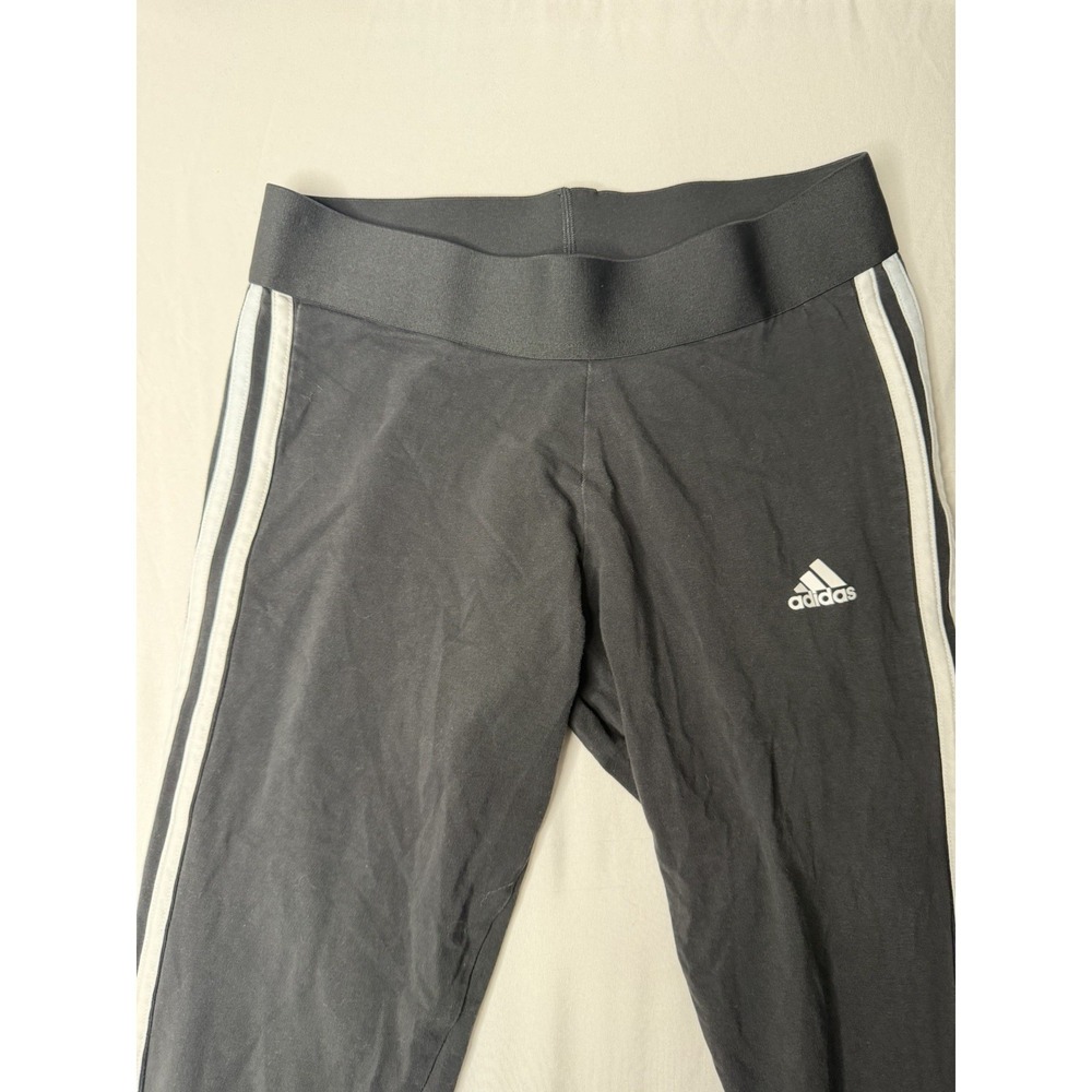 Adidas‎ Women's 3 Stripe Athletic Leggings Black White Size Medium M Workout - Picture 4 of 4